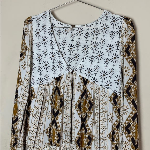 Free People 60's Down by the Bay Tunic Ivory Combo Size XS - Picture 3 of 8